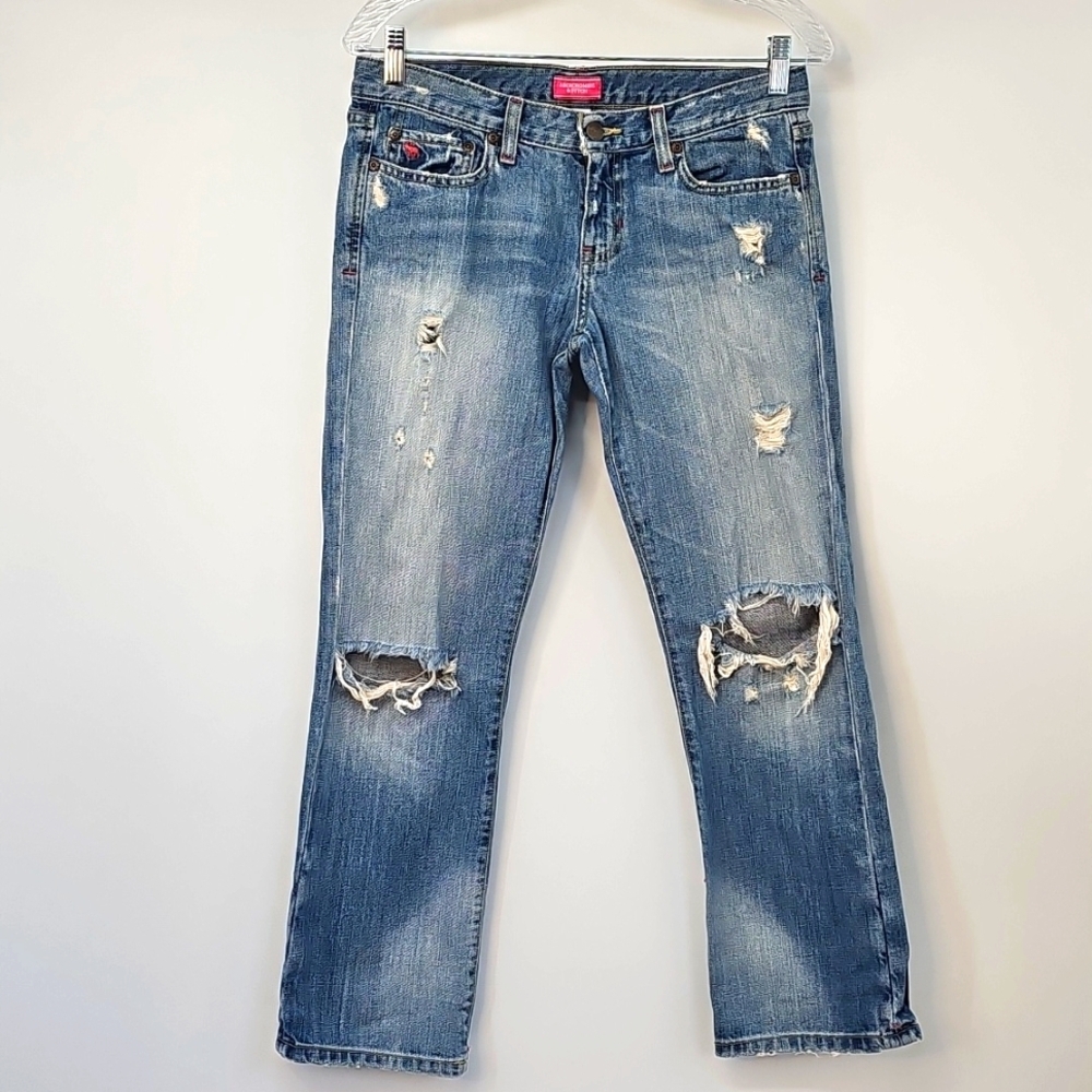 VTG Abercrombie & Fitch Pink Label Distressed Grunge Biker 5-pocket Jeans Sz:2